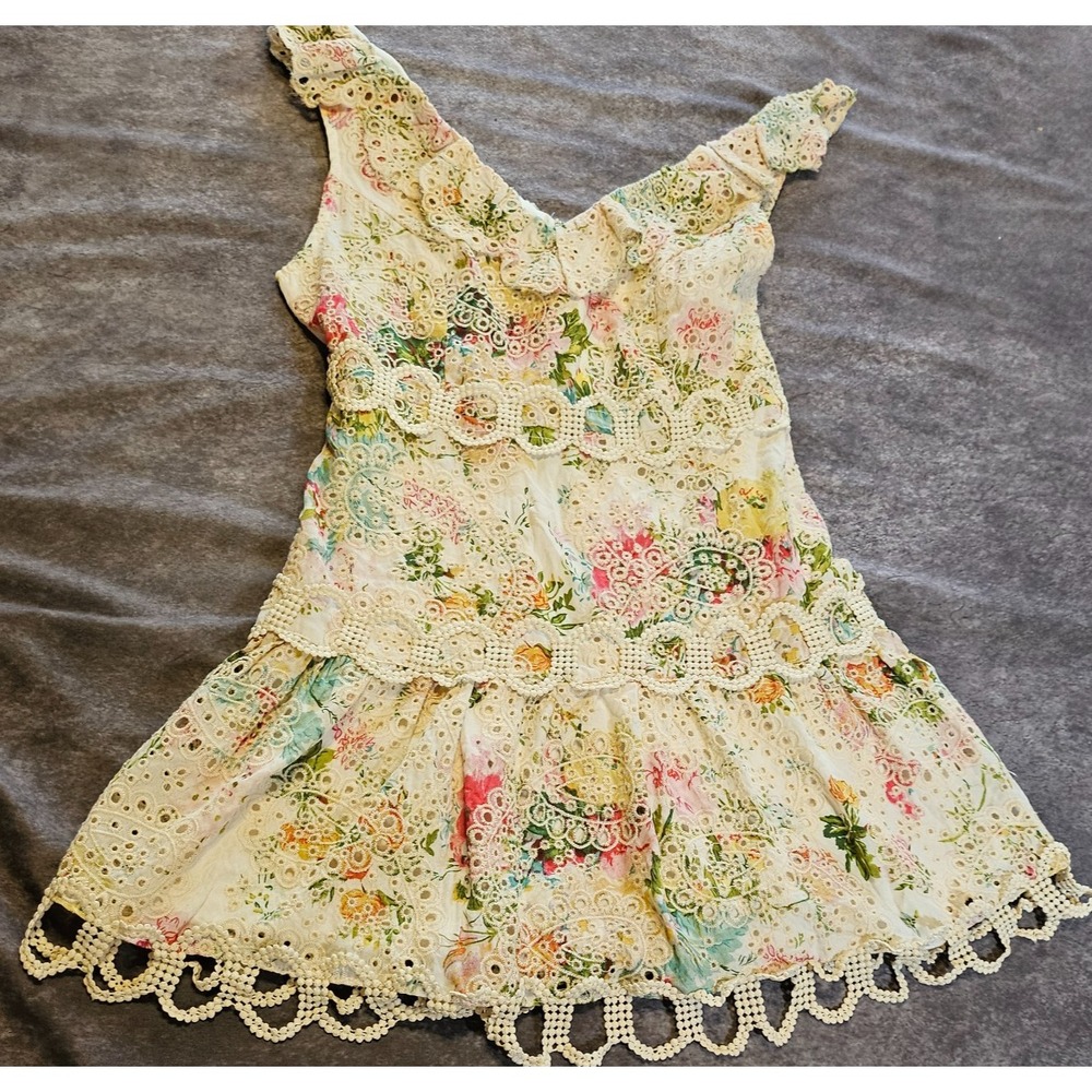 Just Me Floral Eyelet Mini Dress Womens SZ M Party,Easter,Holiday Casual,Event